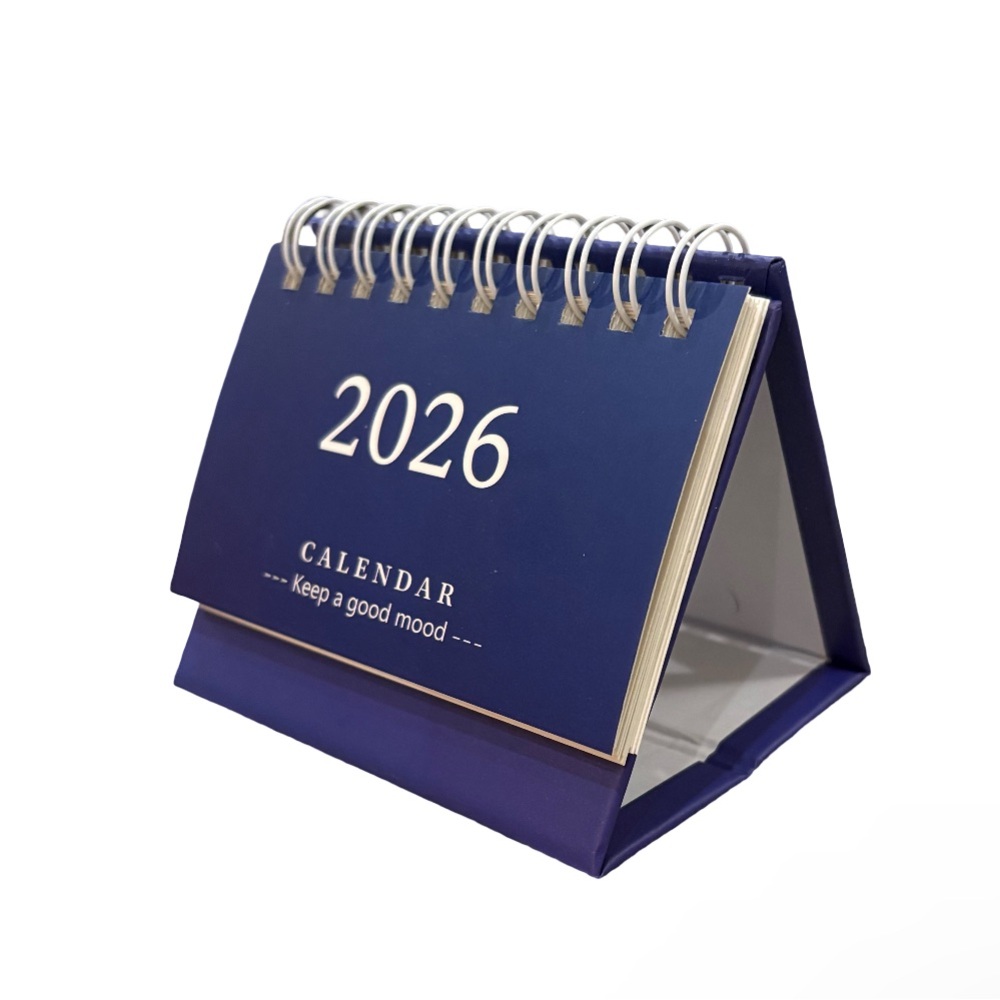 2026 Desk Calendar | Mini Flip Desktop Calendar w/ Stand (Blue)